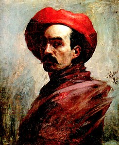 Cristóbal Rojas: Autorretrato con sombrero rojo, (1887).