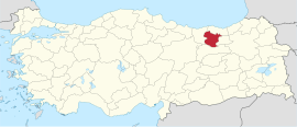 Location of the province within Turkey