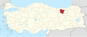 Poziția provinciei Gümüșhane în Turcia