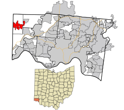 Location in Hamilton County and the state of Ohio