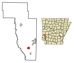 Location of Mineral Springs in Howard County, Arkansas.