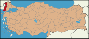 Localização da província de Edirne na Turquia