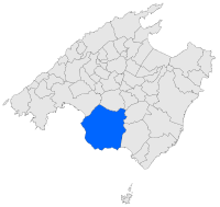 Localisation de Llucmajor dans l'île de Majorque.