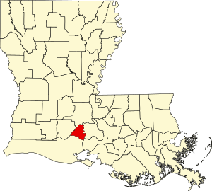 Map of Louisiana highlighting Lafayette Parish