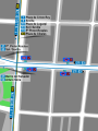 Mapa zonal de la estación de metro de Serrano con los recorridos de las líneas de autobuses, entre las que aparece el 74.