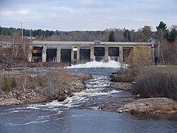 Power dam on the Sturgeon River in Sturgeon Falls.