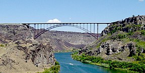 Die Snakerivier aan die Perrine Bridge in Twin Falls.