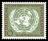 Briefmarke der Deutschen Bundespost 10 Jahre Vereinte Nationen (1955)