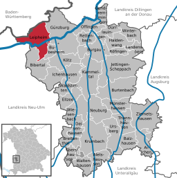 Läget för Leipheim i Landkreis Günzburg