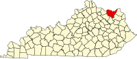 Locatie van Lewis County in Kentucky