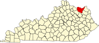 Map of Kentucky highlighting Lewis County