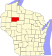 Harta statului Wisconsin indicând comitatul Rusk