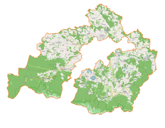 Mapa konturowa powiatu karkonoskiego, w centrum znajduje się punkt z opisem „Piechowice”