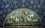 Christ as the Good Shepherd; c. 425–430; mosaic; width: c. 3 m; Mausoleum of Galla Placidia (Ravenna, Italy)[281]