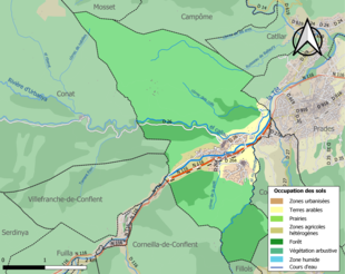 Carte en couleurs présentant l'occupation des sols.