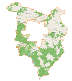 Mapa konturowa gminy wiejskiej Bełchatów, w centrum znajduje się punkt z opisem „Ludwików”