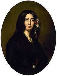 A escritora y novelista francesa George Sand, en un retrato d'Auguste Charpentier.