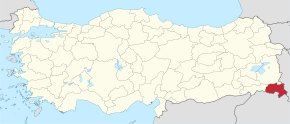 Provincie Hakkâri na mapě Turecka