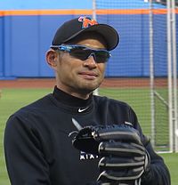 Ichiro Suzuki i Miami Marlins dräkt 2017.