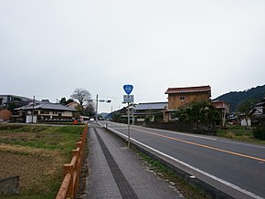 Japan route 498 in Wakaki Post Office intersection, Takeo.jpg