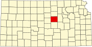 Map of Kansas highlighting Saline County