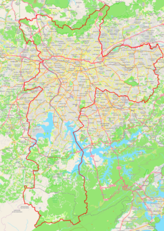 Mapa konturowa São Paulo, u góry po prawej znajduje się punkt z opisem „Arena de São Paulo”