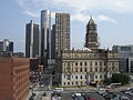 Renaissance Center with the Wayne County Building