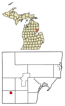 Iosco County Michigan Incorporated and Unincorporated areas Whittemore Highlighted.svg