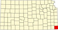 Map of Kanzas highlighting Cherokee County