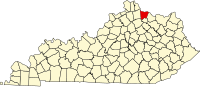 Map of Kentucky highlighting Bracken County