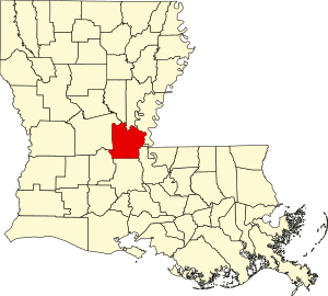 Map of Louisiana highlighting Avoyelles Parish