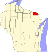 Map of Wisconsin highlighting Florence County