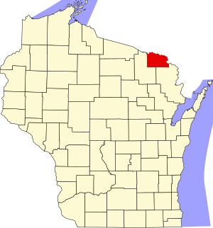 Map of Wisconsin highlighting Florence County