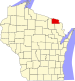 Harta statului Wisconsin indicând comitatul Florence