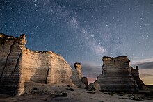 Milky Way over Monument Rocks, Kansas, US