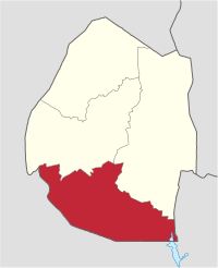 Map of Swaziland showing Shiselweni district