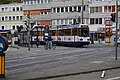 Triebwagen der Serie ST 12 aus Kranichstein biegt wegen einer baustellenbedingten Umleitung in die Bismarckstraße ein, 2009