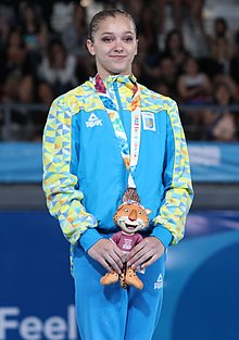 2018-10-15 Floor Victory ceremony (Apparatus Final Girls' Artistic Gymnastics) at 2018 Summer Youth Olympics by Sandro Halank–020.jpg