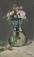 Roses mousseuses dans un vase, 1882, huile sur toile.