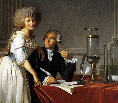 Marie-Anne Pierrette Paulze, scientifique, aux côtés de son époux Antoine Lavoisier.