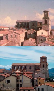 La Cathédrale de Sant’Angelo dei Lombardi et le centre-ville avant et après le séisme du 23 novembre 1980