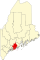 Map of Maine highlighting Lincoln County