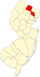 Hartă a statului New Jersey indicând comitatul Passaic