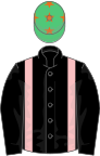 Black, pink braces, emerald green cap, orange stars