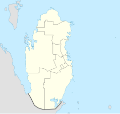 Mapa konturowa Kataru, w centrum znajduje się punkt z opisem „Qatar SC Stadium”