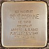 Pavé de mémoire en cuivre enchâssé dans le sol portant le nom de René Copinne