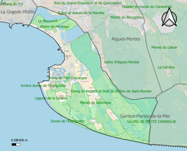 Carte des ZNIEFF de type 1 sur la commune.