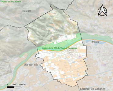 Carte de la ZNIEFF de type 1 sur la commune.