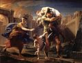 Image 34Eighteenth century painting by Pompeo Batoni depicting Aeneas fleeing from Troy. Aeneas carries his father. (from Founding of Rome)