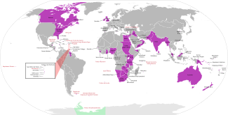 Peta anakronis yang menunjukkan wilayah yang pernah menjadi bagian dari Imperium Britania. Wilayah Sabarang Lauik Baritania ditandai dengan tulisan merah.